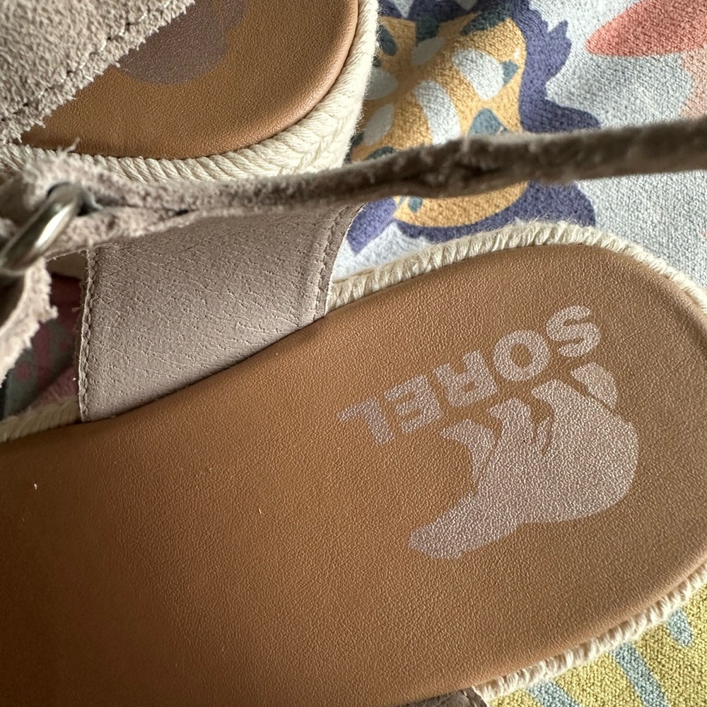 Sorel Beige Suede Wedge Sandals - Picture 4 of 4